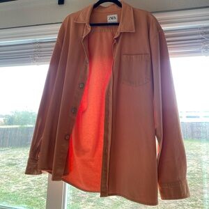 XL Zara Orange Denim Button Up